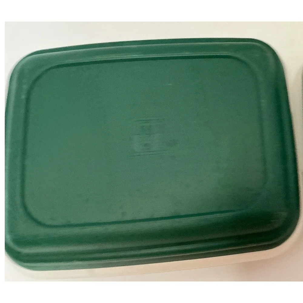 Anchor Hocking Vintage Food Storage Containers Green Lids Set of 2 Kitchenware